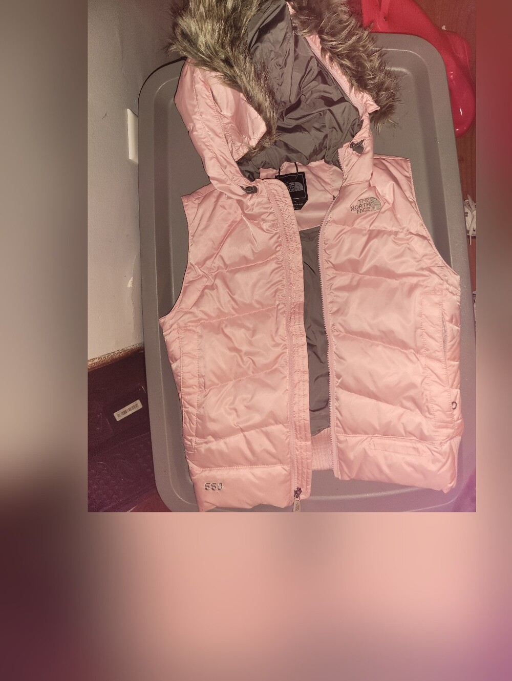 The North Face Light Pink Quilted Hooded Vest - Picture 10 of 10